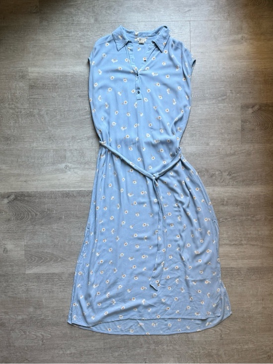 Billabong Lovely Waves Button Front Floral Belted Midi Dress Size L Dainty - Picture 4 of 13